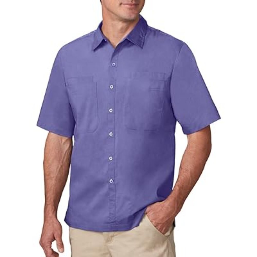 SCOTTeVEST The Boardwalk Purple 7-Pocket‎ Travel Shirt Mens Medium NWT